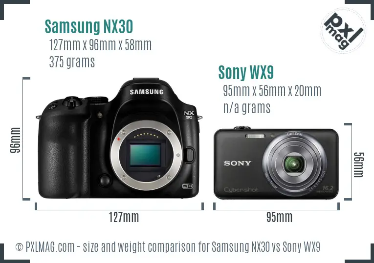 Samsung NX30 vs Sony WX9 size comparison