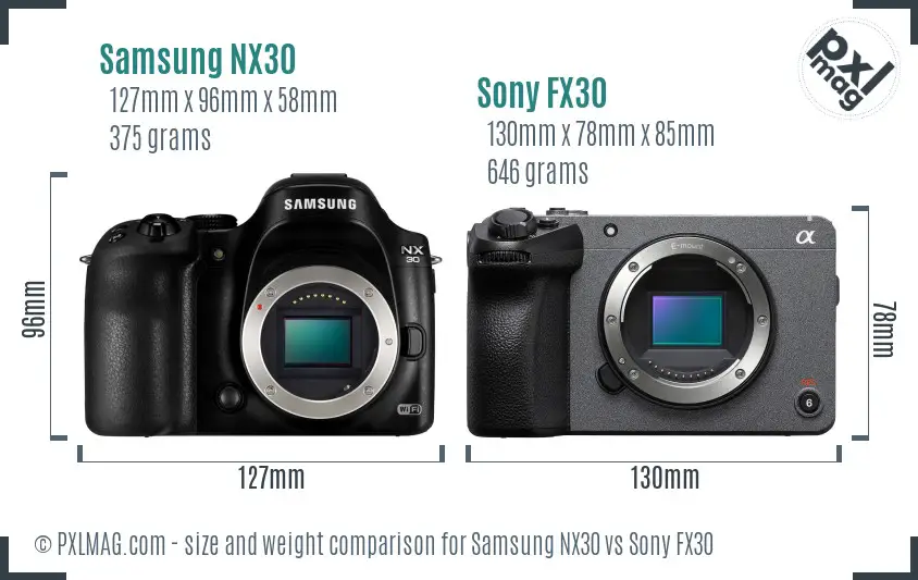 Samsung NX30 vs Sony FX30 size comparison
