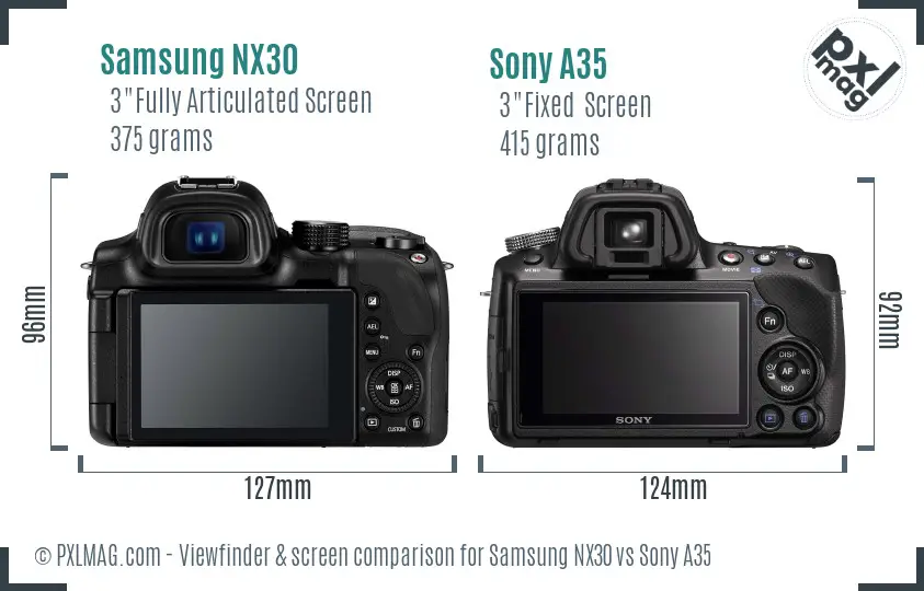 Samsung NX30 vs Sony A35 Screen and Viewfinder comparison