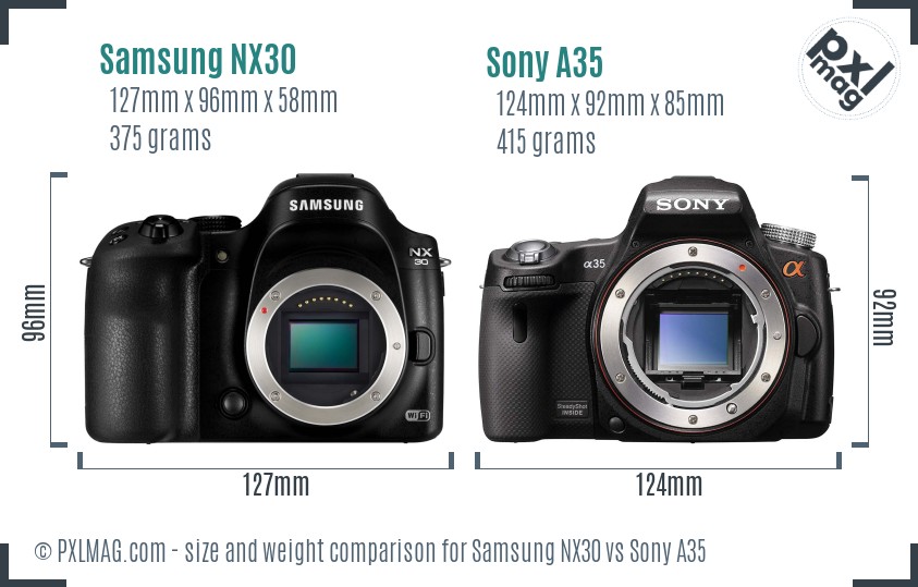 Samsung NX30 vs Sony A35 size comparison