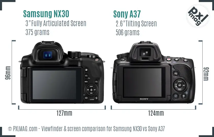 Samsung NX30 vs Sony A37 Screen and Viewfinder comparison