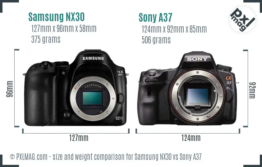 Samsung NX30 vs Sony A37 size comparison
