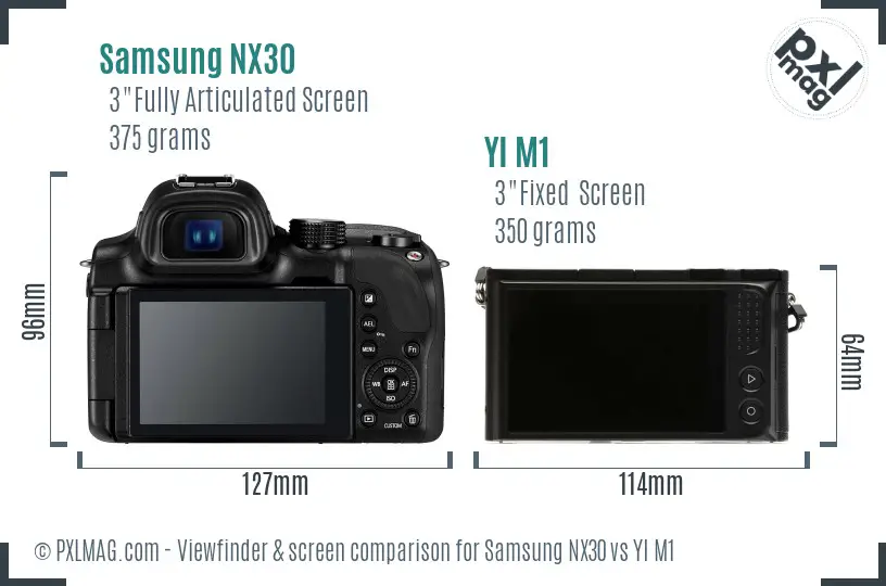 Samsung NX30 vs YI M1 Screen and Viewfinder comparison