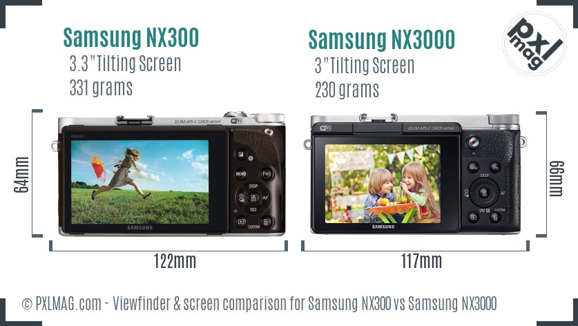 Samsung NX300 vs Samsung NX3000 Screen and Viewfinder comparison