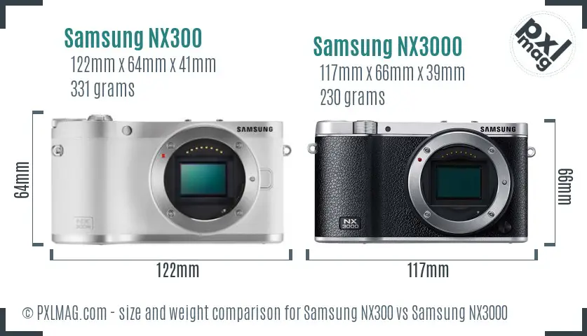 Samsung NX300 vs Samsung NX3000 size comparison