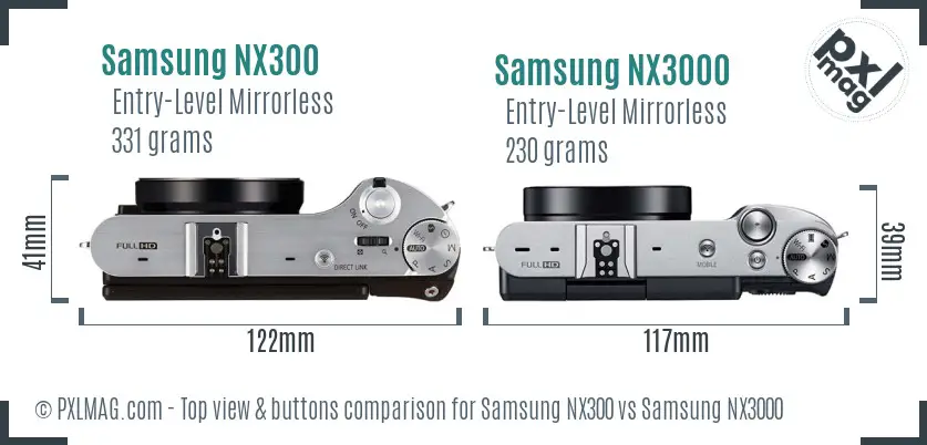 Samsung NX300 vs Samsung NX3000 top view buttons comparison