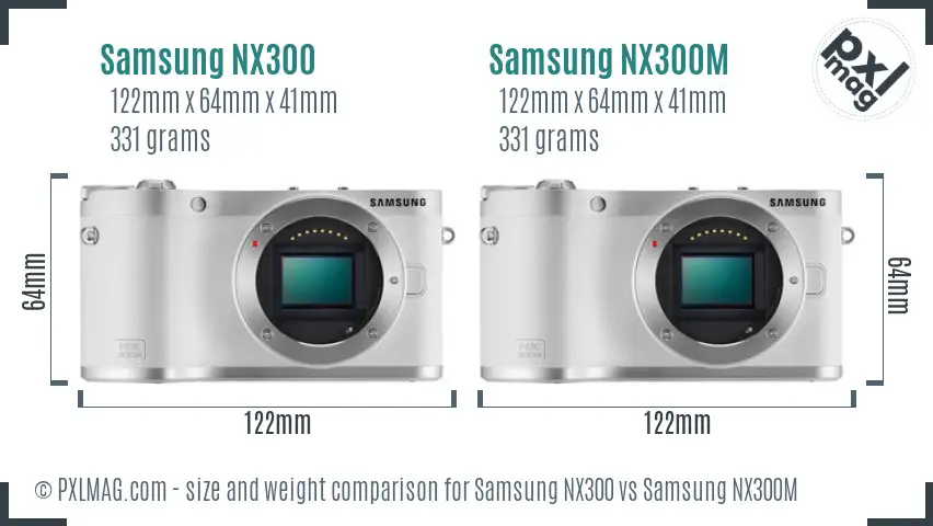 Samsung NX300 vs Samsung NX300M size comparison