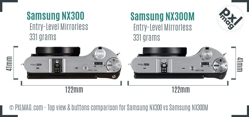 Samsung NX300 vs Samsung NX300M top view buttons comparison