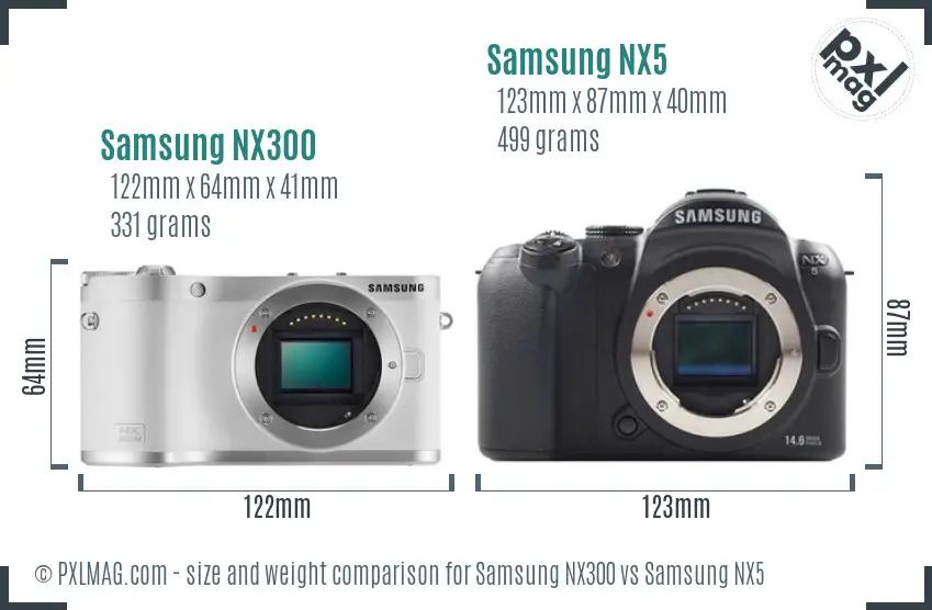 Samsung NX300 vs Samsung NX5 size comparison