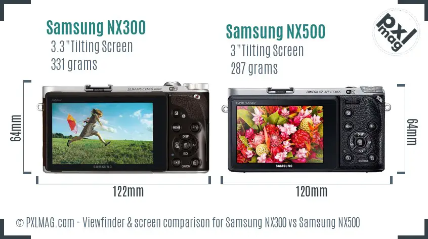 Samsung NX300 vs Samsung NX500 Screen and Viewfinder comparison