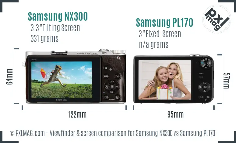 Samsung NX300 vs Samsung PL170 Screen and Viewfinder comparison Samsung NX300 vs Samsung PL170 Screen and Viewfinder comparison