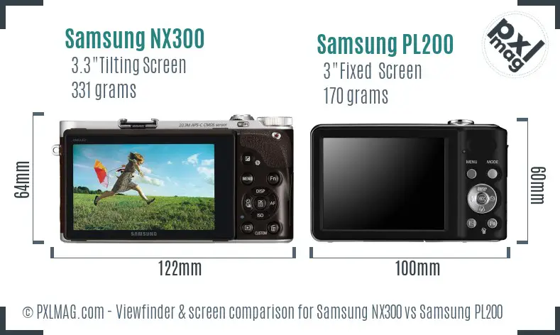 Samsung NX300 vs Samsung PL200 Screen and Viewfinder comparison