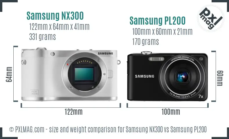 Samsung NX300 vs Samsung PL200 size comparison