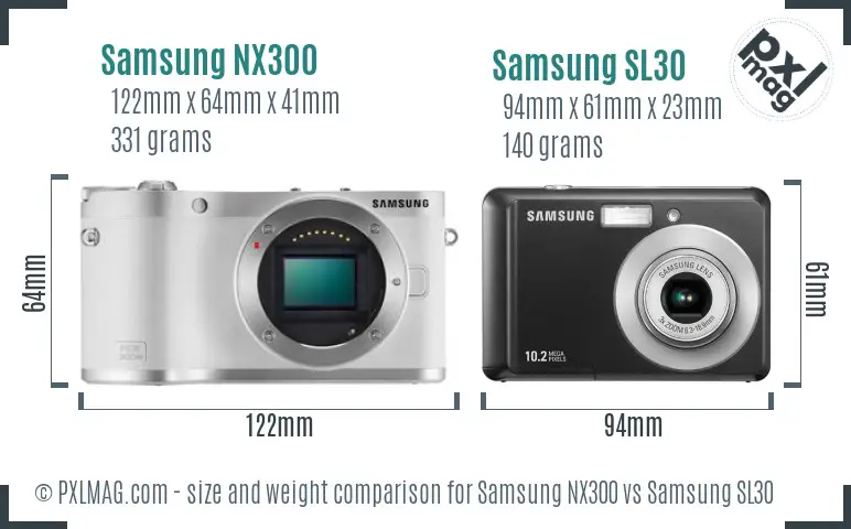Samsung NX300 vs Samsung SL30 size comparison
