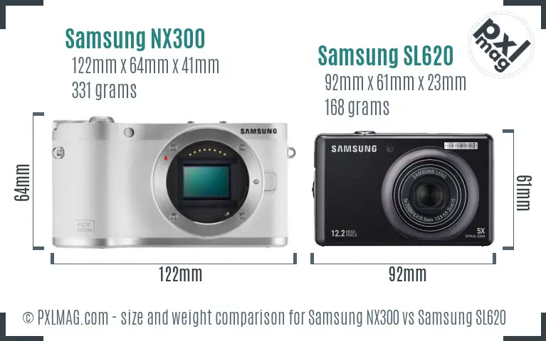 Samsung NX300 vs Samsung SL620 size comparison