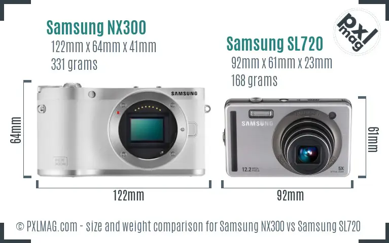 Samsung NX300 vs Samsung SL720 size comparison