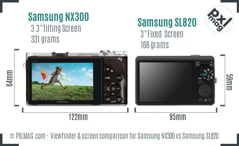 Samsung NX300 vs Samsung SL820 Screen and Viewfinder comparison