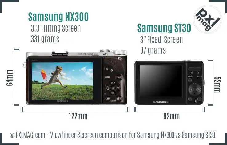 Samsung NX300 vs Samsung ST30 Screen and Viewfinder comparison