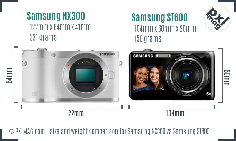 Samsung NX300 vs Samsung ST600 size comparison