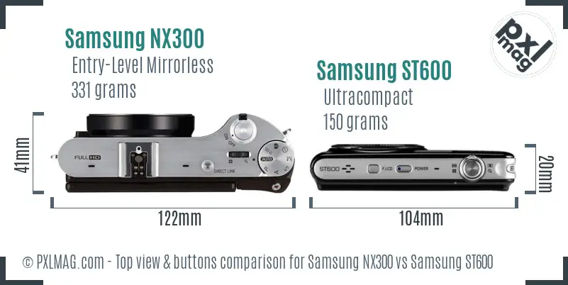 Samsung NX300 vs Samsung ST600 top view buttons comparison