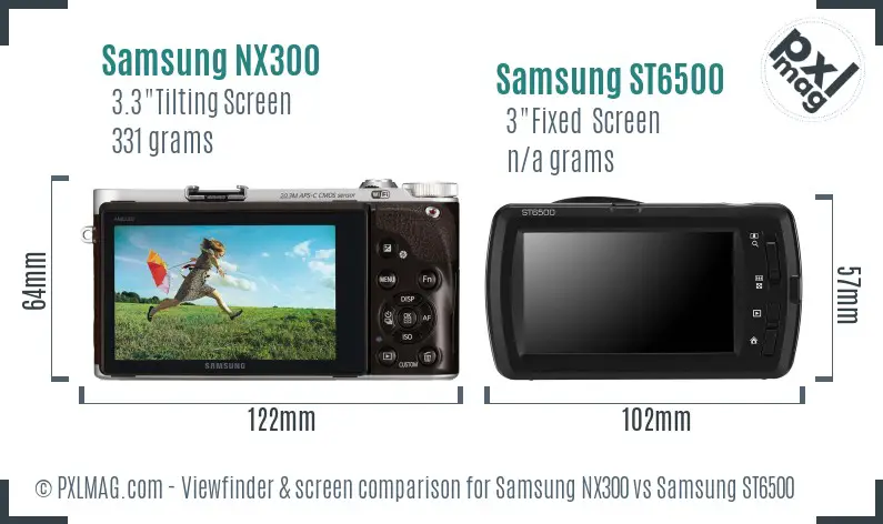 Samsung NX300 vs Samsung ST6500 Screen and Viewfinder comparison Samsung NX300 vs Samsung ST6500 Screen and Viewfinder comparison