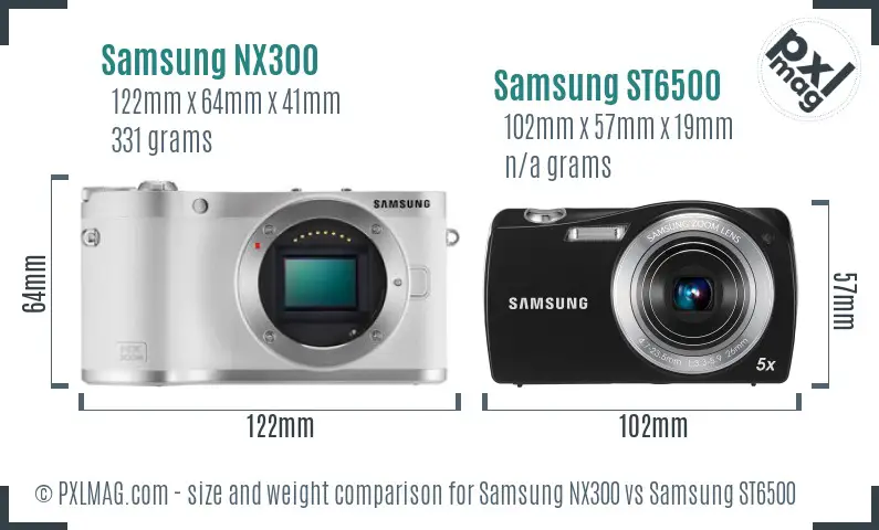 Samsung NX300 vs Samsung ST6500 size comparison Samsung NX300 vs Samsung ST6500 size comparison