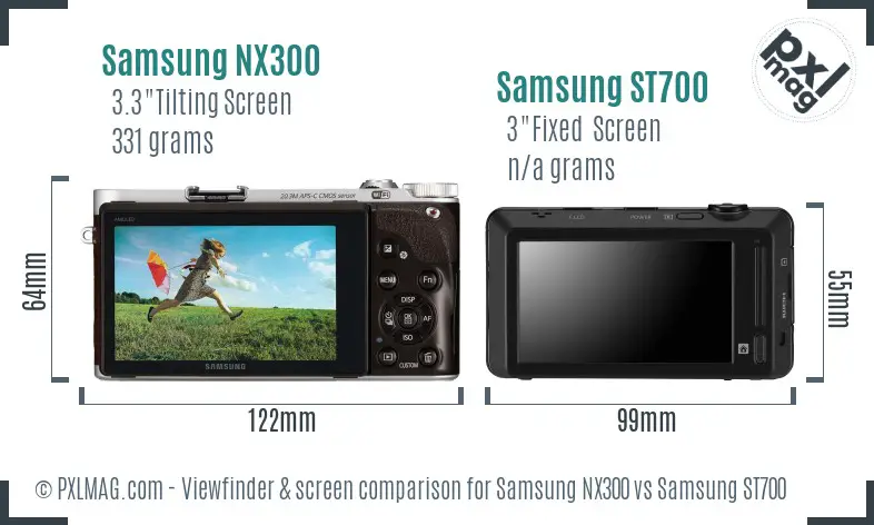 Samsung NX300 vs Samsung ST700 Screen and Viewfinder comparison