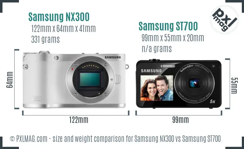 Samsung NX300 vs Samsung ST700 size comparison