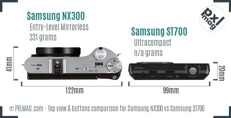 Samsung NX300 vs Samsung ST700 top view buttons comparison