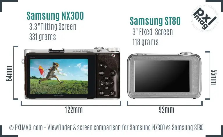 Samsung NX300 vs Samsung ST80 Screen and Viewfinder comparison