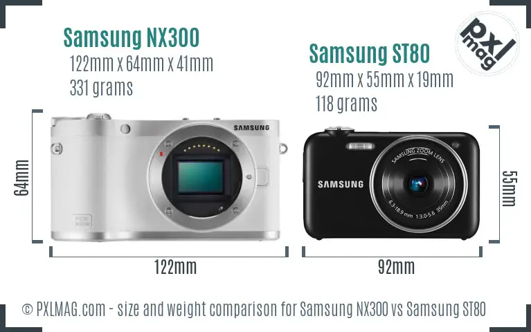 Samsung NX300 vs Samsung ST80 size comparison