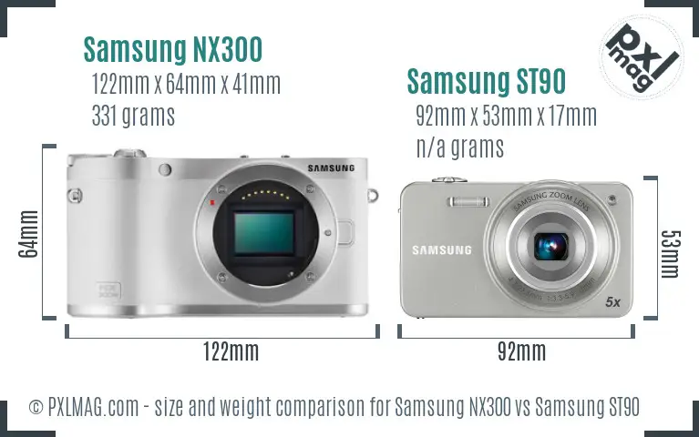 Samsung NX300 vs Samsung ST90 size comparison