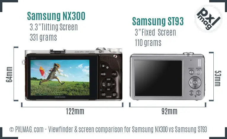 Samsung NX300 vs Samsung ST93 Screen and Viewfinder comparison Samsung NX300 vs Samsung ST93 Screen and Viewfinder comparison