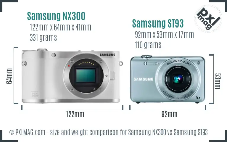 Samsung NX300 vs Samsung ST93 size comparison Samsung NX300 vs Samsung ST93 size comparison