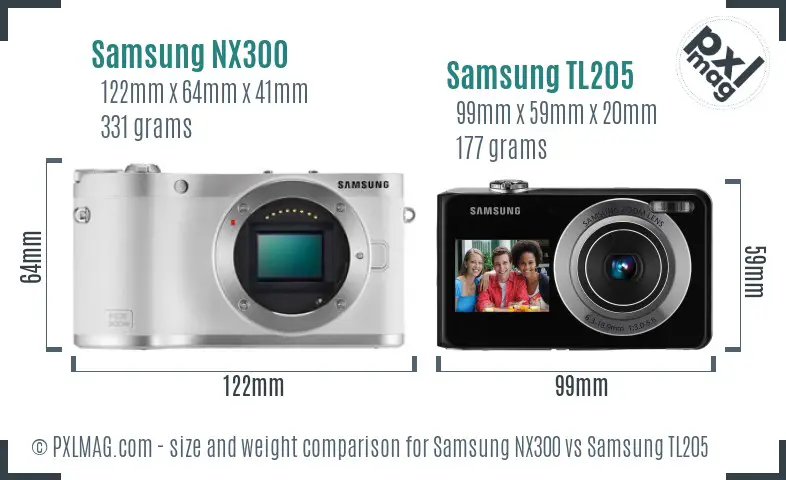 Samsung NX300 vs Samsung TL205 size comparison