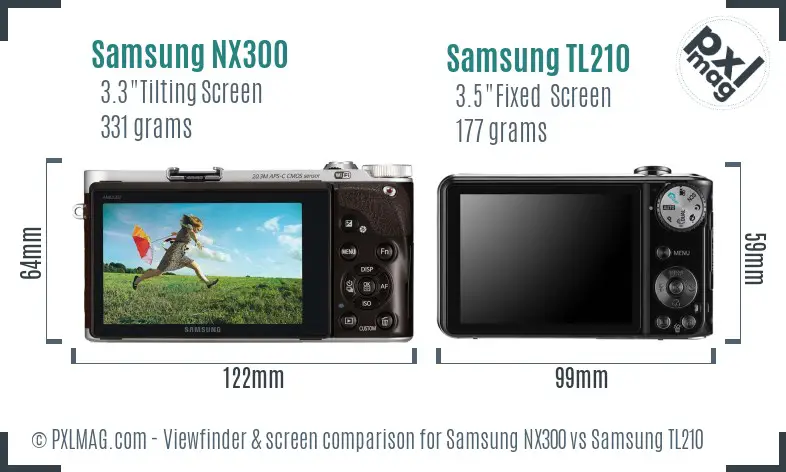 Samsung NX300 vs Samsung TL210 Screen and Viewfinder comparison