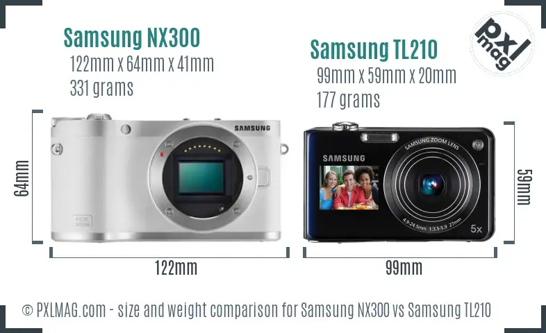 Samsung NX300 vs Samsung TL210 size comparison