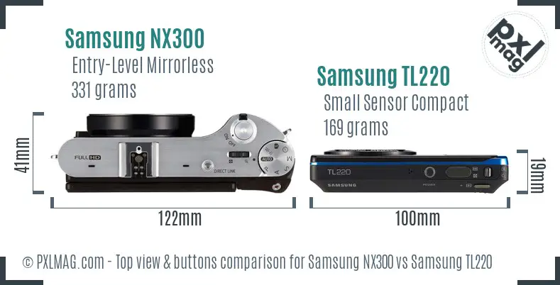 Samsung NX300 vs Samsung TL220 top view buttons comparison