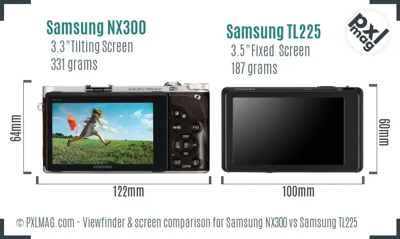Samsung NX300 vs Samsung TL225 Screen and Viewfinder comparison