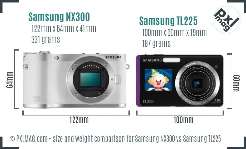 Samsung NX300 vs Samsung TL225 size comparison
