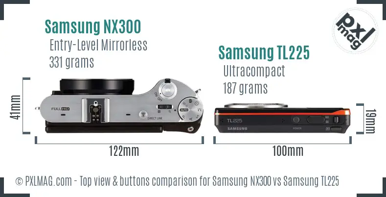 Samsung NX300 vs Samsung TL225 top view buttons comparison