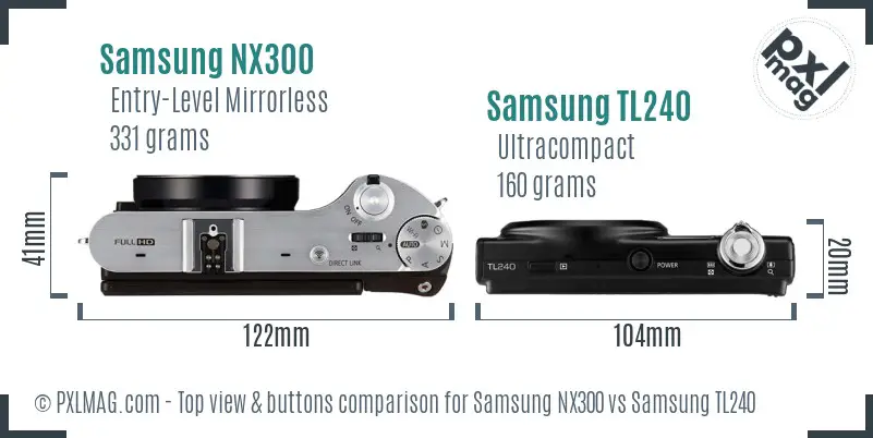 Samsung NX300 vs Samsung TL240 top view buttons comparison