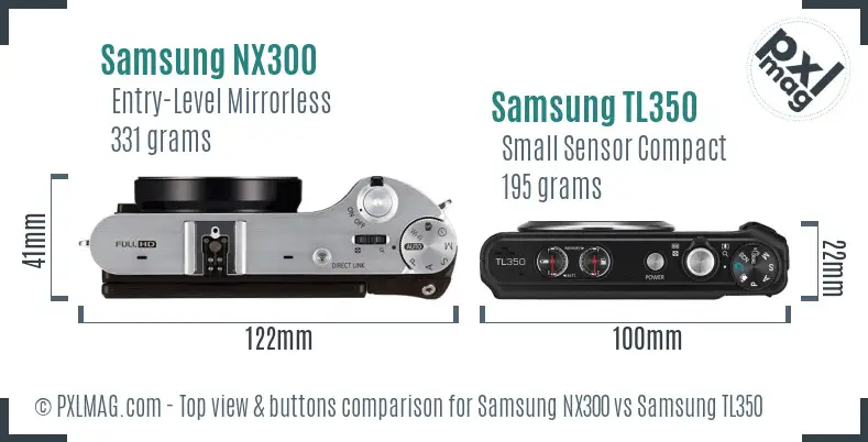 Samsung NX300 vs Samsung TL350 top view buttons comparison
