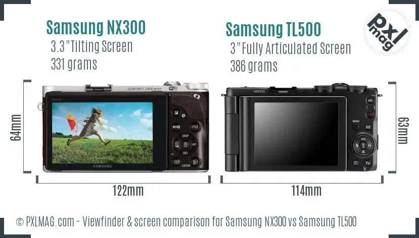 Samsung NX300 vs Samsung TL500 Screen and Viewfinder comparison