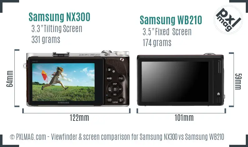 Samsung NX300 vs Samsung WB210 Screen and Viewfinder comparison