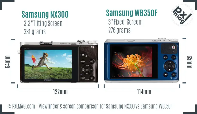 Samsung NX300 vs Samsung WB350F Screen and Viewfinder comparison
