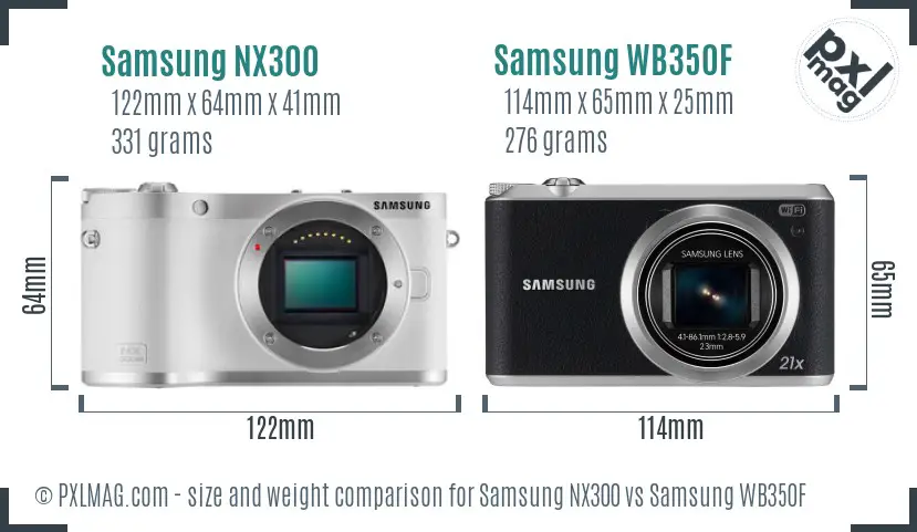 Samsung NX300 vs Samsung WB350F size comparison