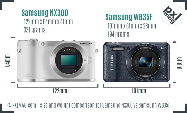Samsung NX300 vs Samsung WB35F size comparison
