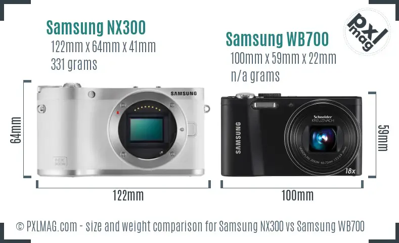 Samsung NX300 vs Samsung WB700 size comparison