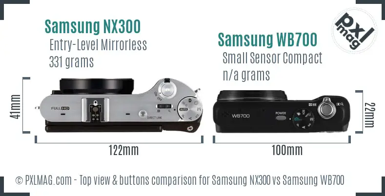 Samsung NX300 vs Samsung WB700 top view buttons comparison